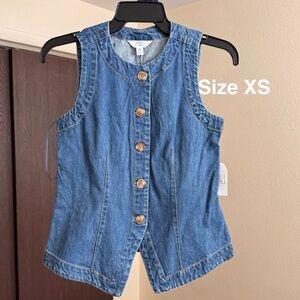 Time and Tru Women's Button Up Denim Vest, XS